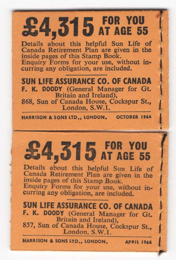 GB Booklets  N24p 2s phosphor April 66 and N28p October 1966