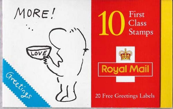 GB 1996 Greetings Cartoons 2 band phosphor um se-tenant block of 10 c£45
