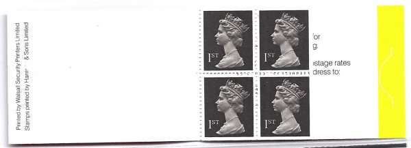 GB Booklets - Window  HB02 4x 1st black Harrison/Walsall c£25