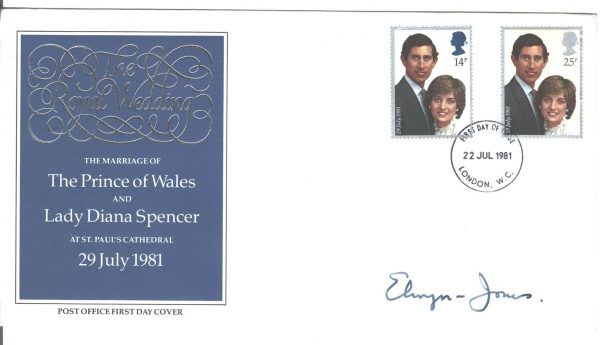 GB 1981 Royal Wedding FDC signed Elwyn Jones, Lord High Chancellor of Great Britain