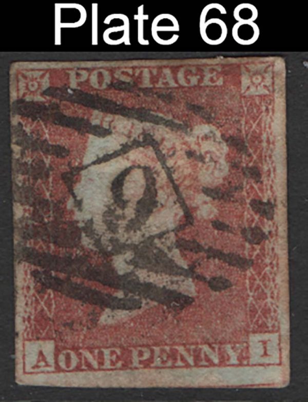 GB 1841 1d red plate 68 AI vfu, 4 good-large margins