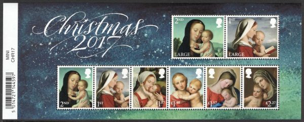 GB 2017 Christmas m/sheet um with barcode, face value £13.06