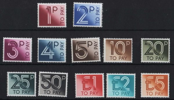 GB 1982 Postage Dues set of 12 1p - £5 um