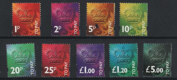 GB 1994 Crown design Postage Dues set of 9, 1p - £5 um