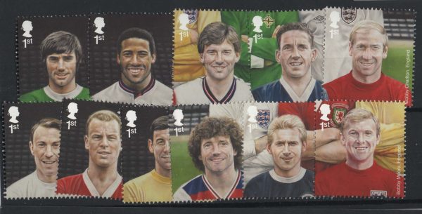 GB 2013 Football Heroes, gummed set of 11 um in singles, face £18.70