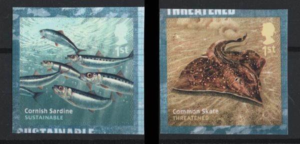 GB 2014 Fish: Skate & Sardines self-adhesives um sg3632-3
