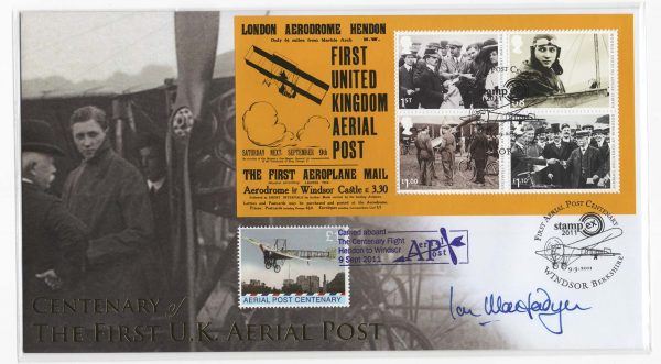 GB 2011 Aerial Post m/sheet FDC, signed
