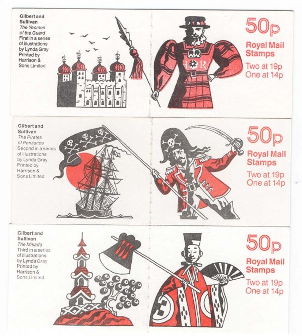 GB Booklets - Folded (good perfs)  FB51 50p Gilberts & Sullivan #1 good perfs, ditto #2 and #3 FB52-3