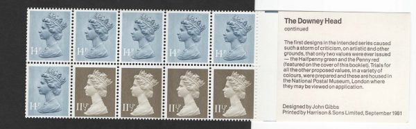 GB Booklets - Folded (good perfs)  FL02B £1.30 Downey Head RM