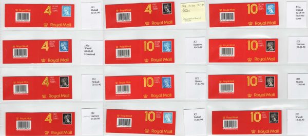 GB 1990 Machin Double Heads booklets collection JA1, JA1a, JB1-2, JB2a, JC1-3, JC3a, JD1-3 (BBStamps £100+)