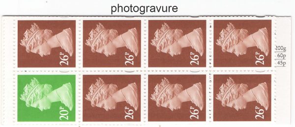 GB Booklets  FW10 £2 red cover 20p/26p photogravure, slight trim at right