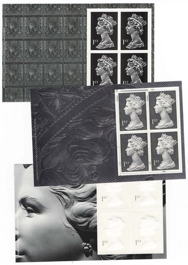 GB 1999 Machin Large 1st set of 3 different printing methods prestige panes of 4 um