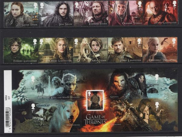 GB 2018 Game of Thrones set + M/sheet um face £24.75