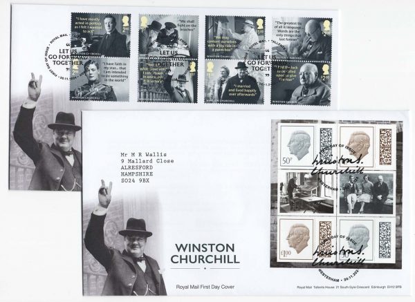 GB 2024 Churchill set and Prestige block FDCs - fine