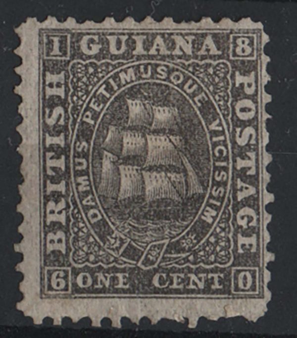 British Guiana 1862 1c black perf 12, thin paper f mint, nibbled perf sg42 c£180