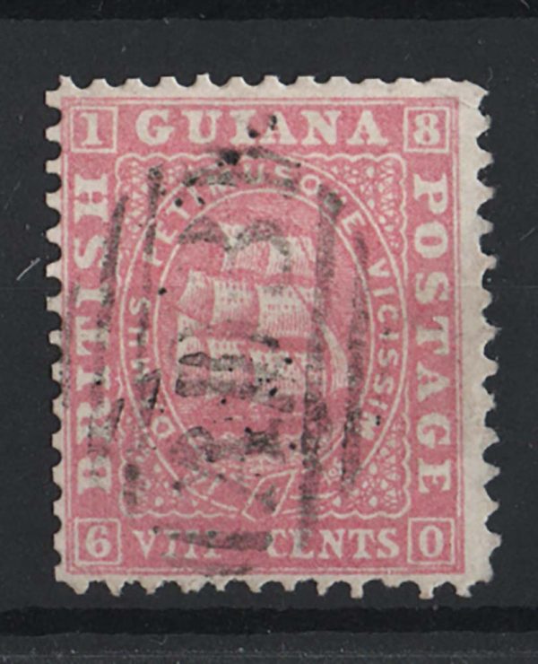 British Guiana 1860 8c pink perf 12, thick paper vfu sg35 c£90