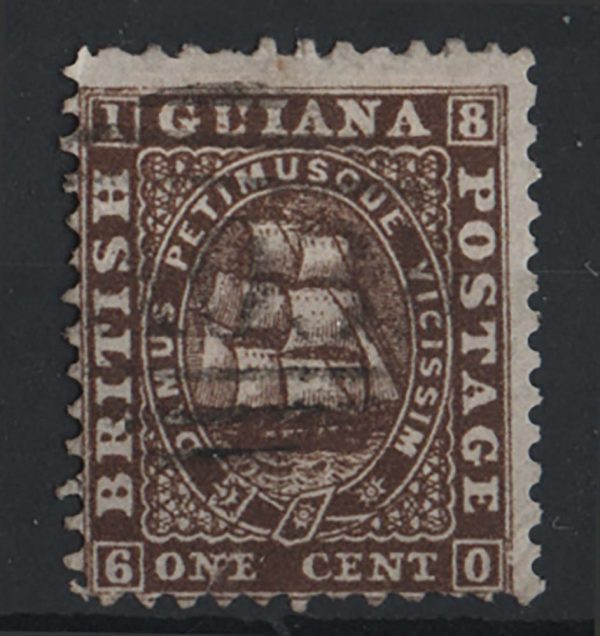 British Guiana 1862 1c brown perf 12, thin paper fu, nibbled perf sg41 c£300