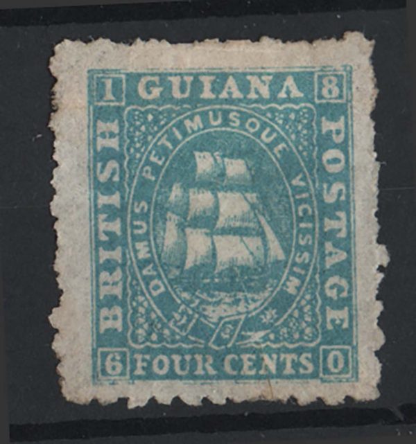 British Guiana 1863 4c pale blue perf 10 mint no gum sg91 c£130