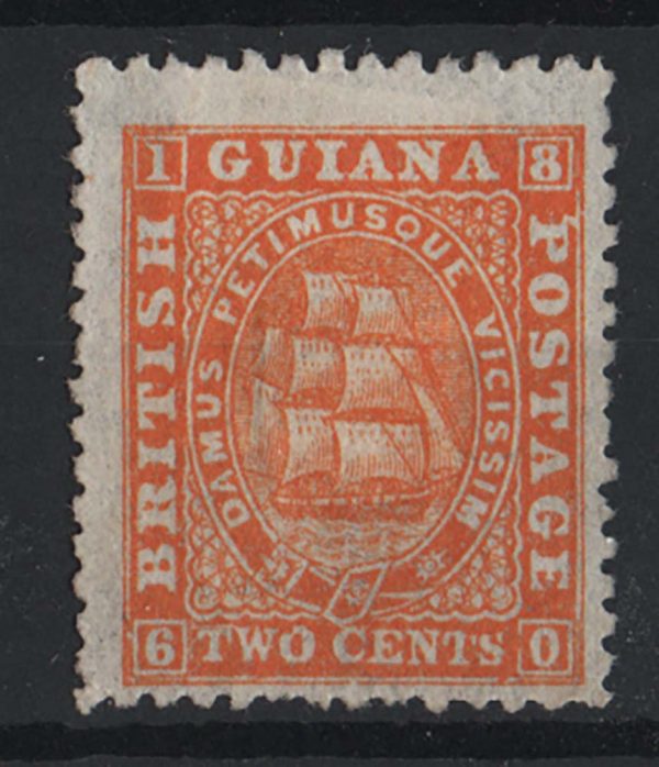 British Guiana 1863 2c orange perf 12½ mint no gum sg68 c£130