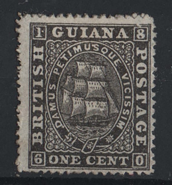 British Guiana 1863 1c black perf 15 (1875) vf mint sg106 c£70