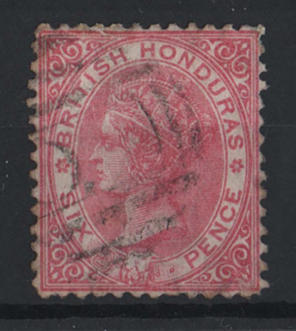British Honduras 1872 Wmk CC perf 12½ 6d rose sg9 vfu c£60