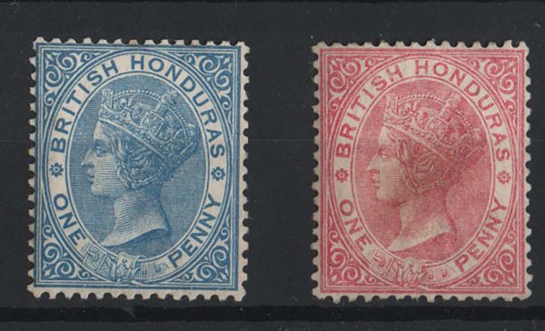 British Honduras 1882 Wmk CA perf 14 1d blue f mint, v fresh sg17, also 1d rose sg18 c£103