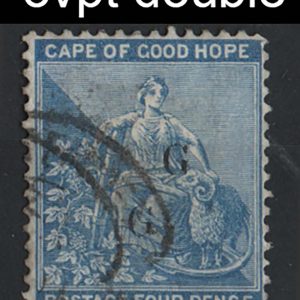 Griqualand West 1878 4d without frame ovpt type 15 double sg20b vfu c£400