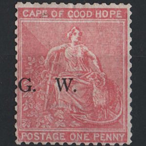 Griqualand West 1877 1d ovpt G.W. sg2 v lightly used (or mint no gum) c£130 U, £950 M