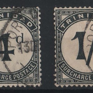 Trinidad 1905 Postage Due wmk MCA 4d, 1s sgD13, 17 fu c£70