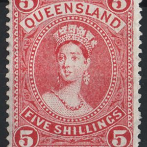 Queensland 1907 5s rose wmk type 33 crown/A s/w perf 12½ sg310 f mint c£85