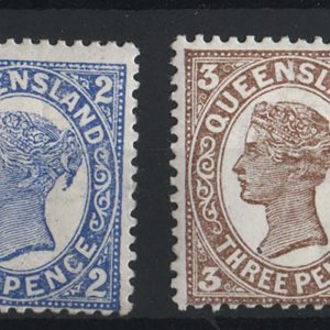 Queensland 1907 Perf 13 (comb): 1d, 2d white forehead, 3d pale brown, 5d sepia f mint sg288, 290-1, 295a c£55