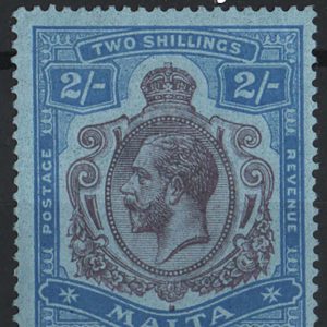 Malta 1921 2s sg103 wmk script damaged leaf at bottom right um