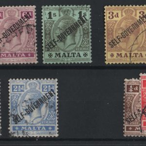 Malta 1922 Self Gov't vfu range incl MCA 2½d, 3d, 6d, 1s, then Script ½d, 2½d c£169 sg107, etc + others