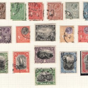Malta 1926 ¼d - 10s set of 17 vfu sg157-72 c£400 + a few extras