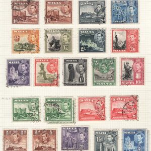 Malta 1938 ½d - 10s set of 21 vfu sg217-31 + extras (not sure why ?varieties)
