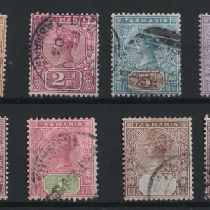 Tasmania 1892 ½d - 5s wmk single TAS fu sg216-223 c£95+