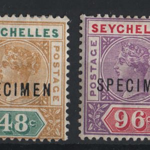 Seychelles 1890 48c, 96c die I ovpt Specimen sg7-8s vf mint