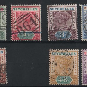 Seychelles 1890 2c - 96c die I (ex 13c) sg1-4, 6-8 fu c£170+ as singles