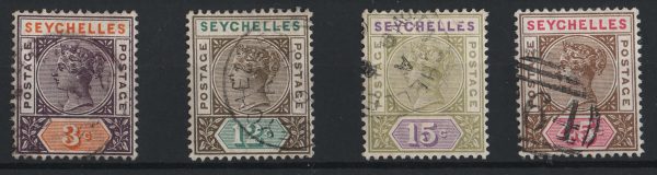 Seychelles 1893 New Values set of 4 vfu sg22-5 c£42