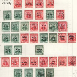 Trinidad & Tobago  1915-18 m&u WAR TAX range cat approx £250, comprehensive lot incl Split '1' variety sg174b