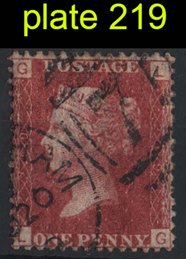 GB 1858 1d plate 219 fu