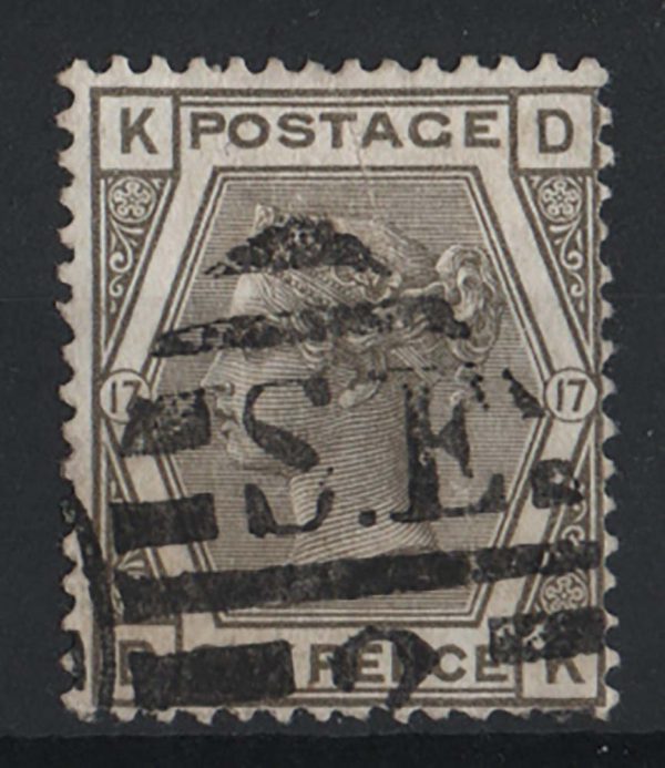 GB 1873 6d grey plate 17 wmk spray fu sg147 c£180