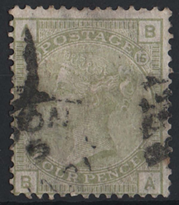 GB 1876 4d sage-green plate 15 sg153 gu c£300