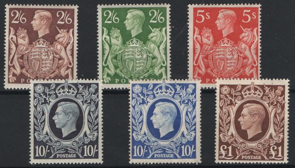 GB 1939 Square high values set of 6 vf mint