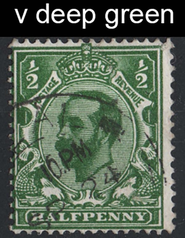 GB 1911 ½d die 1b very deep green vfu cds Spec N2(7) sg324var c£160