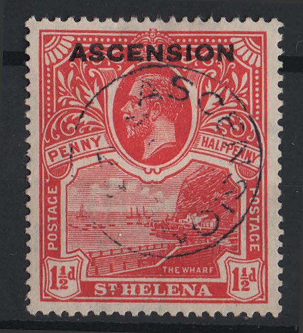 Ascension 1922 1½d rose-scarlet sg3 vfu, difficult value fine used c£48