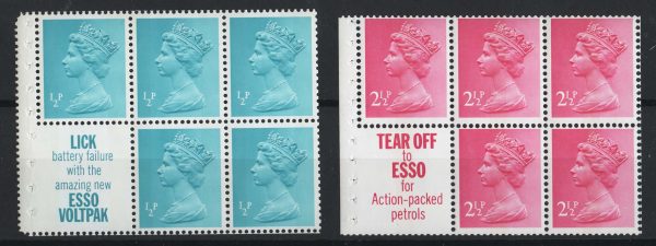 GB 1971 Machin FCP/PVA ½p 'Lick' booklet pane perf type PAP3 um good perfs, ditto 2½p Tear Off perf AP2  MCC£23