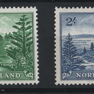 Norfolk Is 1947 3d green, 2s blue - the key values vf mint c£31
