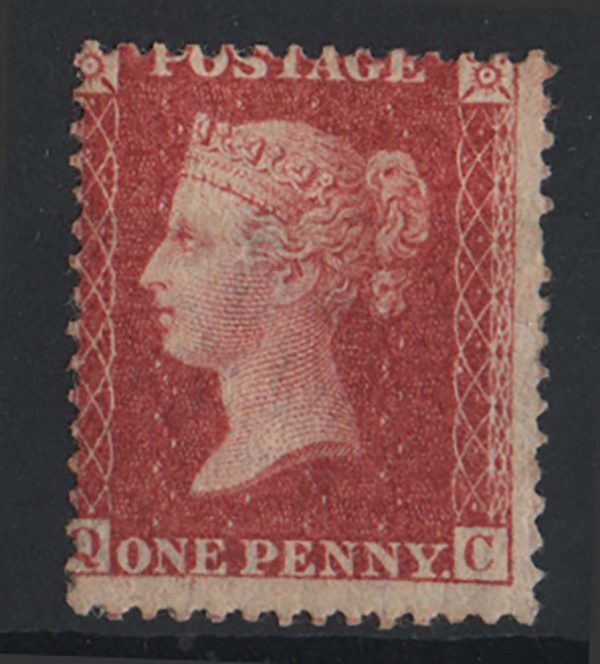 GB 1854 1d LC14 rose-red engraved corner letters sg42 f mint, nibbled perf c£200