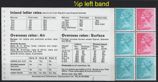 GB 1972 Machin ½p left band um superb perfs + others sgX842